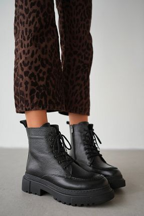 بوت / نیم بوت مشکی زنانه چرم خالص selinshoes - کد 885504885