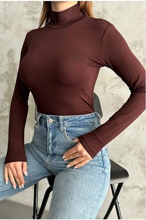 بادی قهوه ای زنانه یقه نیم ماهیگیر markatrend - کد 885503713