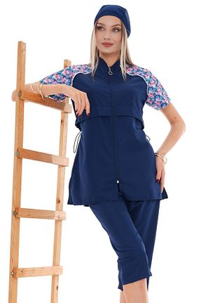 مایو حجاب سرمه ای زنانه چاپی REMSA - کد 885510105