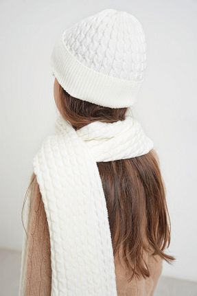 ست شال گردن و کلاه پشمی و دستکش سفید بچه گانه اکریلیک CHUBA - کد 879550214