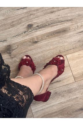 کفش مجلسی زرشکی زنانه جیر LİNEER - کد 121743368