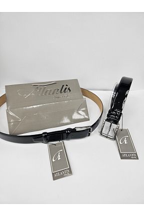 کمربند مشکی مردانه چرم خالص Atlantis Collection - کد 885476766