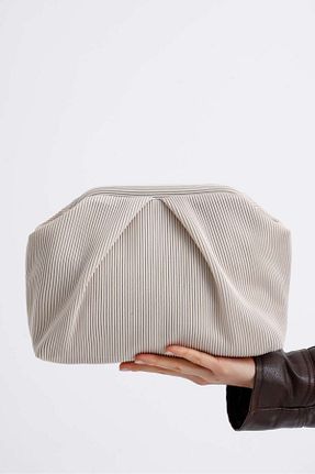 کیف پورتفوی و کلاچ بژ زنانه پارچه ای HEYBE