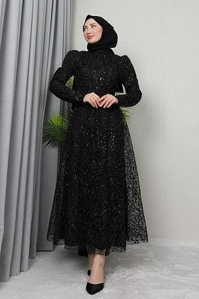 لباس مجلسی حجاب مشکی زنانه یقه ایستاده giz astore - کد 885643689