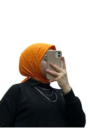 روسری نارنجی کرپ ساتن ابریشم LOSYANA - کد 885678044