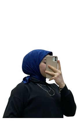روسری سرمه ای کرپ ساتن ابریشم LOSYANA - کد 885677971