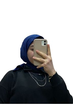 روسری سرمه ای کرپ ساتن ابریشم LOSYANA - کد 885677971