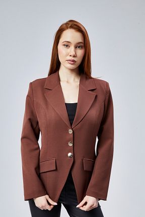 کت بلیزر قهوه ای زنانه بافتنی Bolivente - کد 885687337