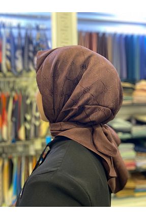 شال قهوه ای زنانه پنبه پلی استر Aker - کد 885695765