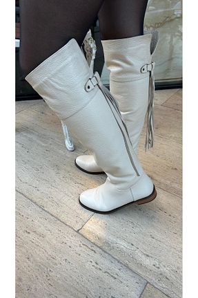 چکمه بژ زنانه چرم خالص by emine eren emotion shoes - کد 885705595