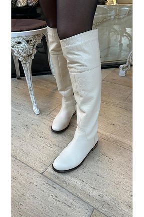 چکمه بژ زنانه چرم خالص by emine eren emotion shoes - کد 885705595