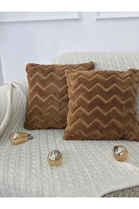 کوسن و روکش کوسن قهوه ای مخملی Defne Home - کد 885747263