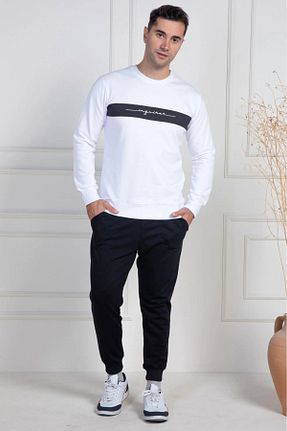 ست لباس راحتی سایز بزرگ سفید مردانه ساده Lohusa Homewear - کد 926757405