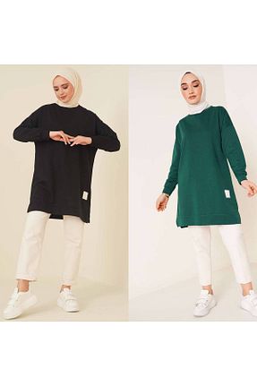 سوئیشرت حجاب مشکی زنانه پنبه پلی استر BYKUZEYARAS - کد 885757658