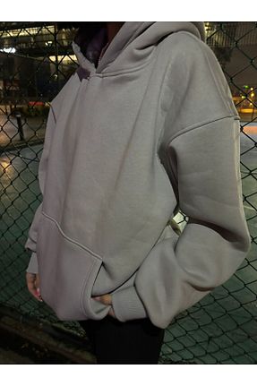 سوئیشرت طوسی زنانه ساده MARECASH - کد 869647316