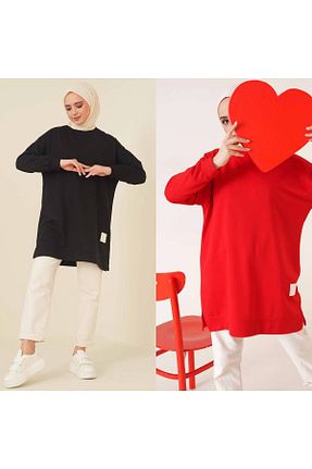 سوئیشرت حجاب مشکی زنانه پنبه پلی استر BYKUZEYARAS - کد 885757661