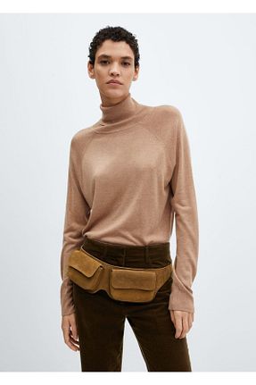 پلیور قهوه ای زنانه ساده MANGO - کد 788443385