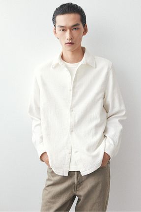 پیراهن سفید مردانه یقه پیراهنی H&M - کد 884964496
