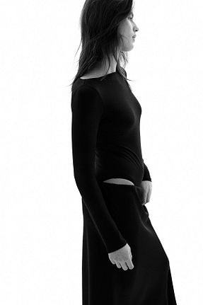 بادی مشکی زنانه یقه قایقی H&M - کد 857606795