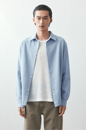 پیراهن سرمه ای مردانه یقه پیراهنی H&M - کد 884957070