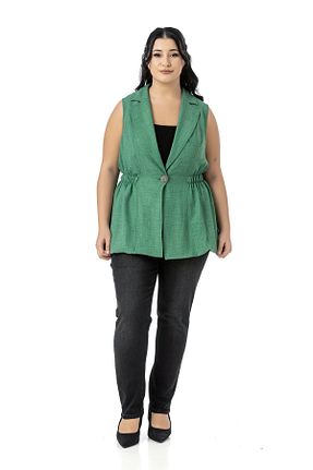 جلیقه سایز بزرگ سبز زنانه کمر کش دار DISENTIS MODEST - کد 885886883