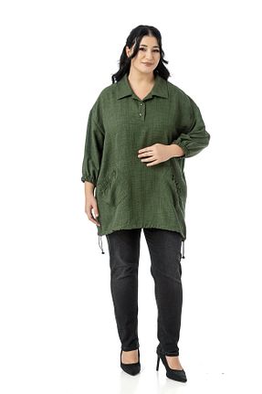 بلوز سایز بزرگ خاکی زنانه اورسایز DISENTIS MODEST - کد 885854472