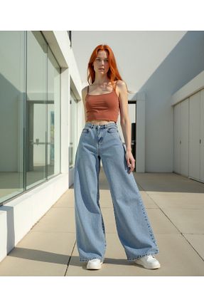 شلوار جین آبی زنانه پاچه گشاد ENZİM JEANS - کد 885878313