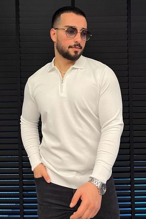 پلیور سفید مردانه ساده MİSHAR İTALİA - کد 885959928