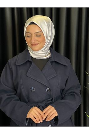 پالتو پشمی حجاب سرمه ای زنانه سایز بزرگ Butik büyük beden - کد 885955739