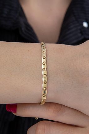 دستبند طلا زرد زنانه 14 عیار Fiyonk Kuyumculuk - کد 885991981