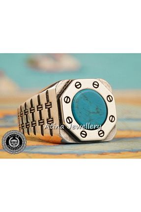 انگشتر نقره فیروزه ای مردانه 925 عیار TAYFUNSİLVER - کد 885970720