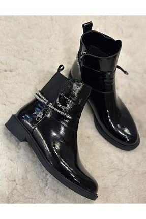 بوت / نیم بوت مشکی زنانه چرم لاکی MİSS PARK MODA - کد 885968418
