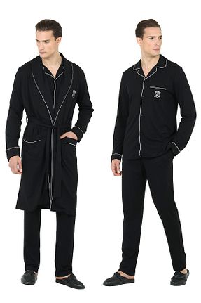 ست بالاتنه و پائین تنه مشکی مردانه بافت Damat - کد 885967552