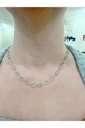 گردنبند استیل ( فولاد ) طوسی زنانه استیل ضد زنگ Gümüş sandık - کد 885968018