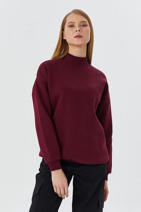 سوئیشرت زرشکی زنانه ساده Shopping Shop - کد 885981649
