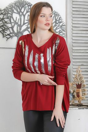 پلیور زرشکی زنانه پلنگی Butik Ayseba - کد 885981369
