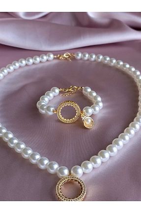 گردنبند جواهر زرد زنانه مروارید kayalaraksesuar - کد 881905447