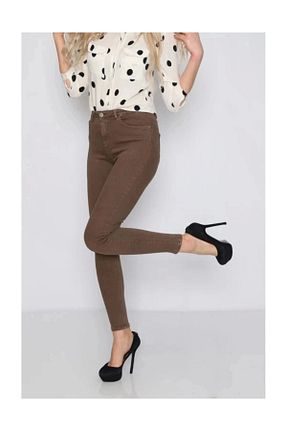 شلوار جین قهوه ای زنانه پاچه تنگ Modaca - کد 37028151