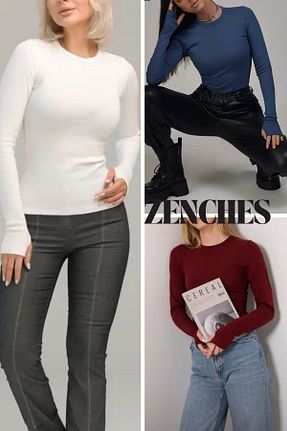 بادی سفید زنانه یقه ایستاده ZENCHES - کد 886052159