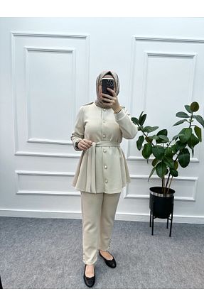 ست بالاتنه و پائین تنه بژ زنانه رگولار Taba - کد 886050457