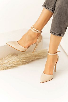 کفش استایلیتو بژ پاشنه نازک Lİmar Shoes - کد 212097618