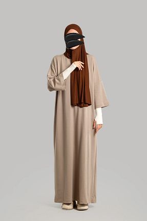 لباس حجاب قهوه ای زنانه اورسایز Lemaye - کد 886118125