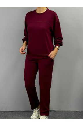ست بالاتنه و پائین تنه زرشکی زنانه بافتنی Viyamo - کد 886130591