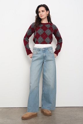 شلوار جین آبی زنانه پاچه گشاد Qutu Butik - کد 884965350