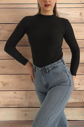 بادی مشکی زنانه یقه نیم ماهیگیر Aslında Look - کد 353901238