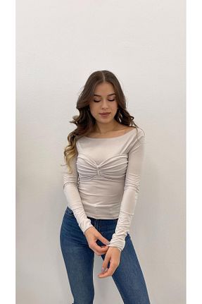 بلوز بژ زنانه ساده MODA - کد 886177503
