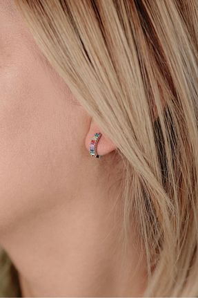 گوشواره نقره سفید زنانه 925 عیار Kiriş Gümüş - کد 841129125