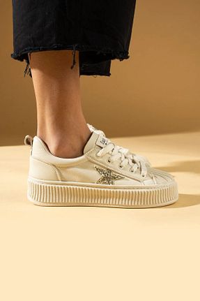 کفش اسنیکر سفید زنانه بند دار Dark Shoes - کد 775832043