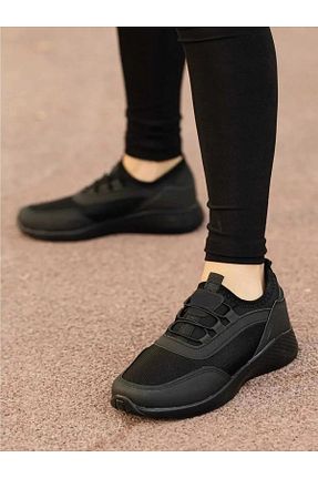 کفش اسنیکر مشکی زنانه چرم مصنوعی Ayakkabı Ülkesi - کد 886571819