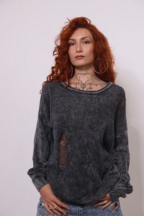 بلوز طوسی زنانه ساده Şaman Butik - کد 886278180
